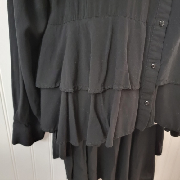 For the Republic black long sleeve button down hi low tunic  size large - Picture 3 of 5